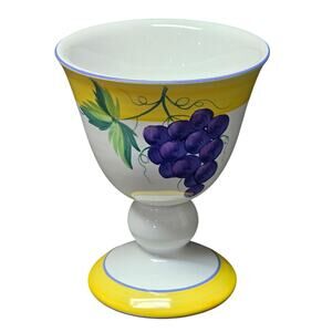 Vintage Village Pottery Herend Hungary Hand Painted Grape Goblet Drinking Glass